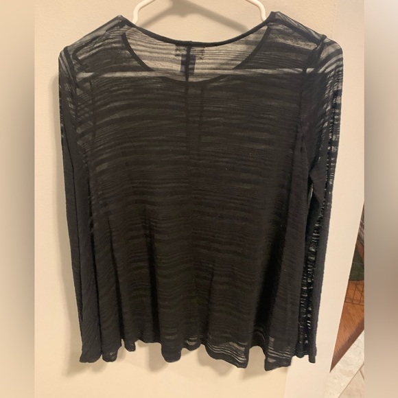 Old Navy Sheer Black Textured Long Sleeve Top - Size S - Picture 6 of 8
